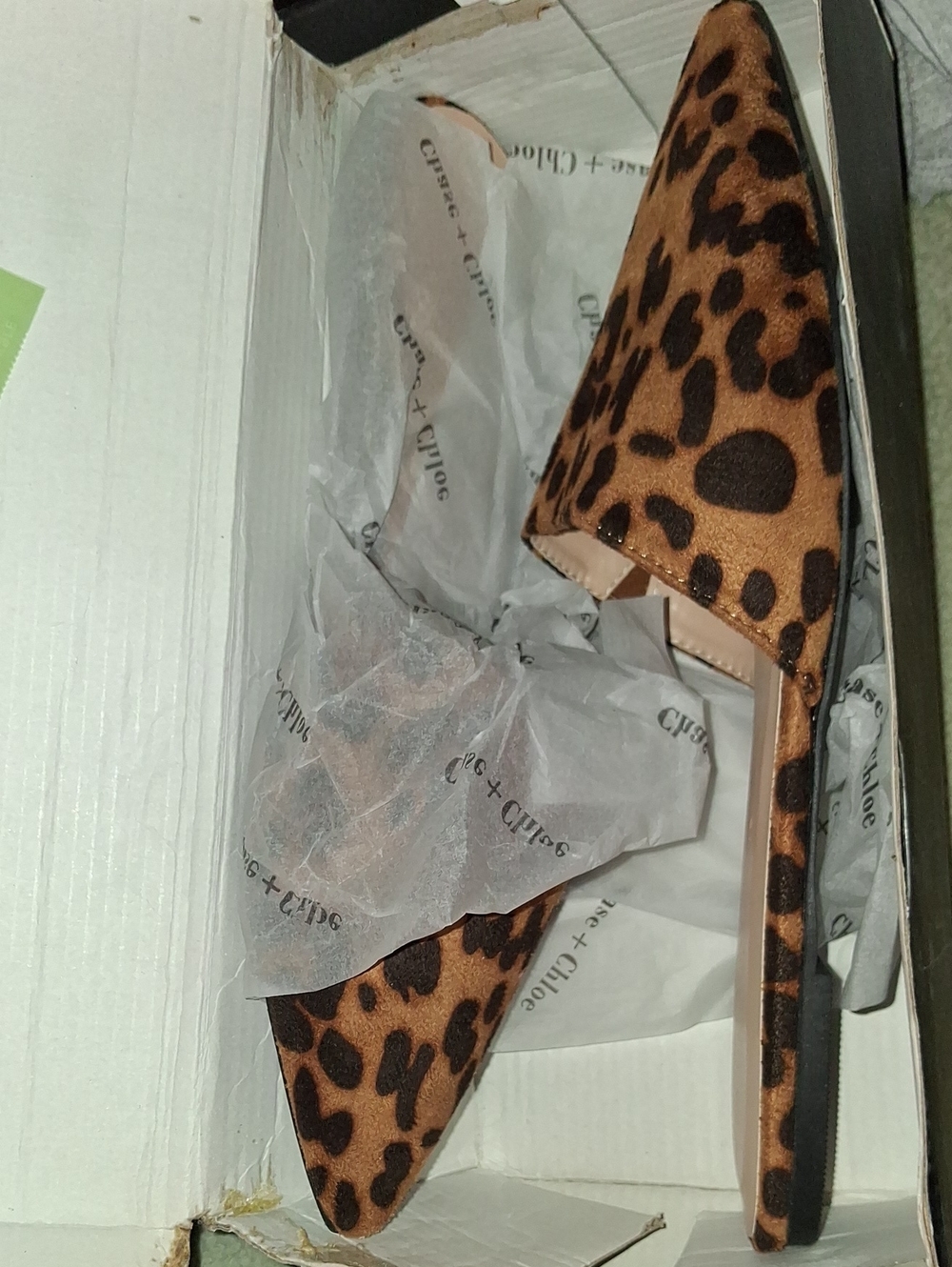 Chase + Chloe Leopard Print Pointed Toe Flats - Brown/Black